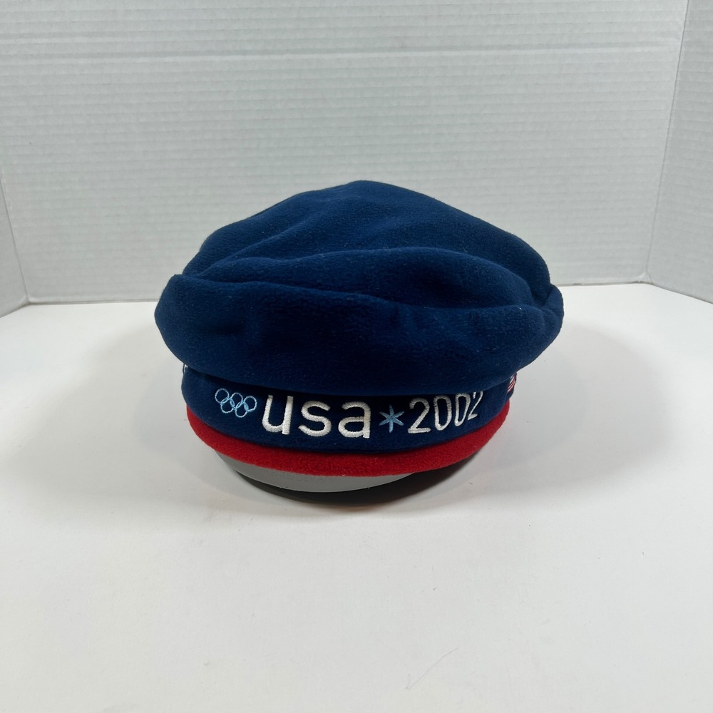 2002 Olympics Hat Blue Roots Salt Lake City Team USA Beret Red Winter Vintage